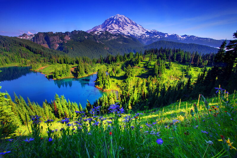 Mountain with Lake — Blue, Serene, Afternoon