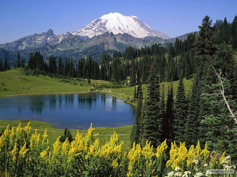Mountain with Lake — Blue