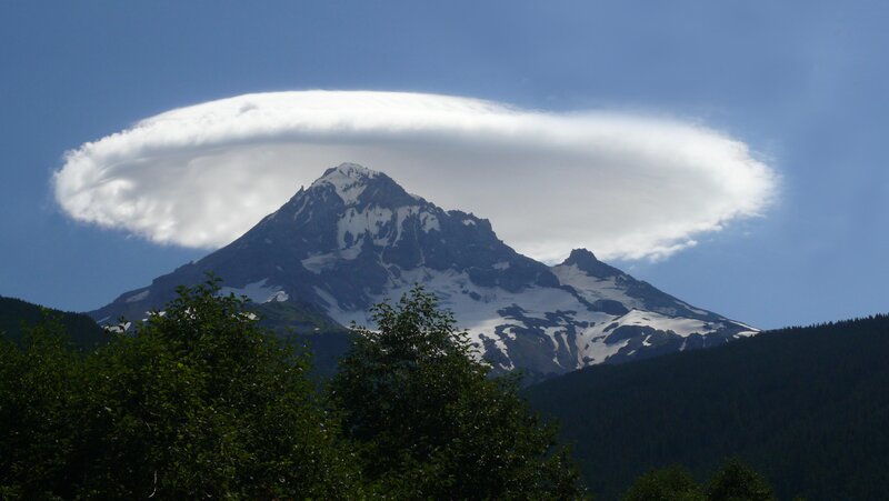 Mountain with Lenticular Cloud — Blue, Serene