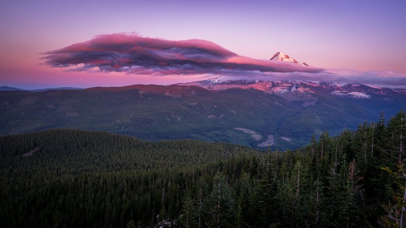 Mountain with Lenticular Cloud — Purple