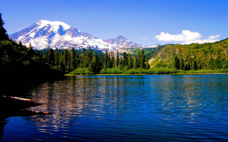 Mountain with Snow Cap — Blue, Serene, Afternoon, Photograph