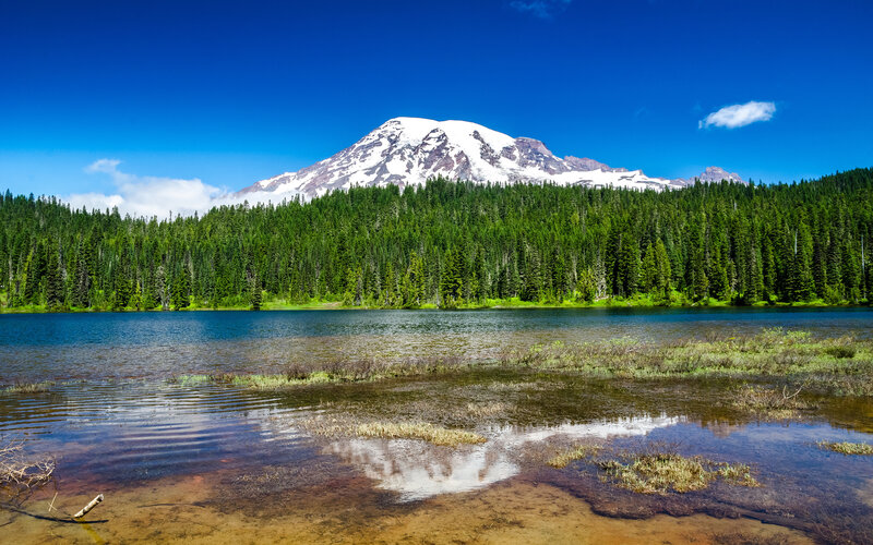 Mountain with Snow Cap — Blue, Serene, Afternoon