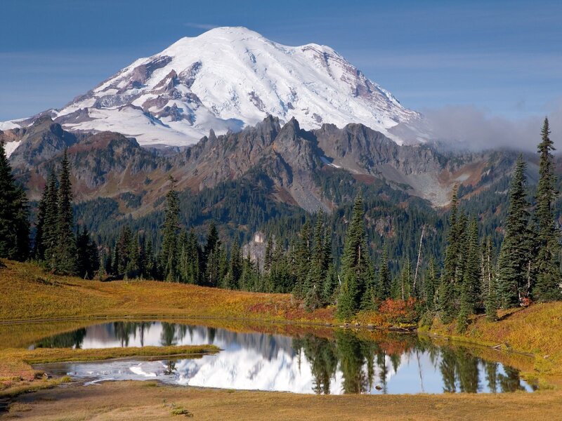 Mountain with Snow Cap — Blue, Serene