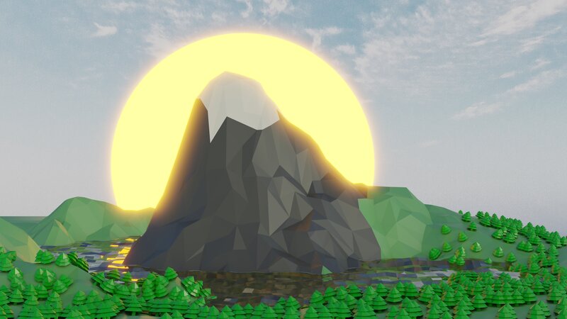 Mountain with Snow Cap — Green, Serene