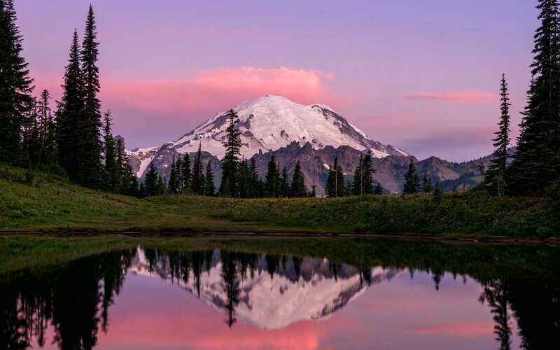 Mountain with Snow Cap — Pink