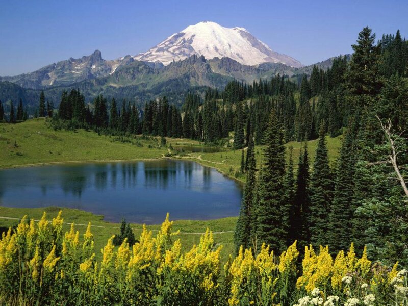 Mountain with Snow-capped Peak — Blue