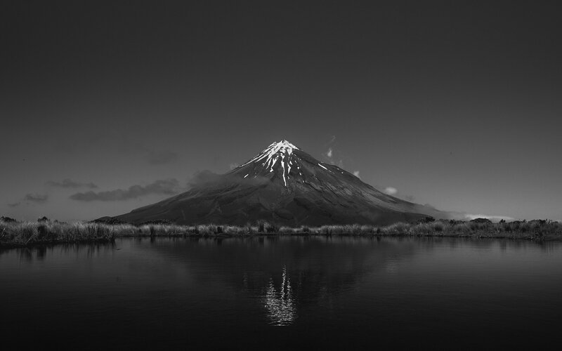 Mountain with Snow Peak — Black, Serene