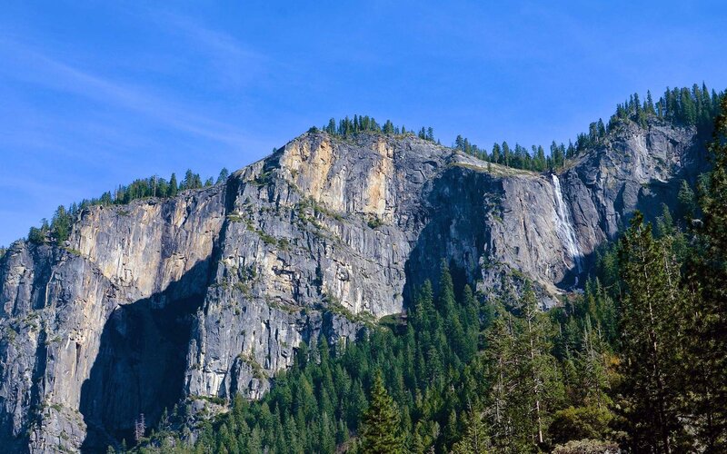 Mountain with Waterfall — Blue