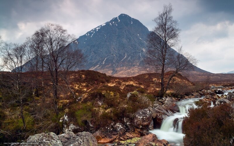 Mountain with Waterfall — Brown