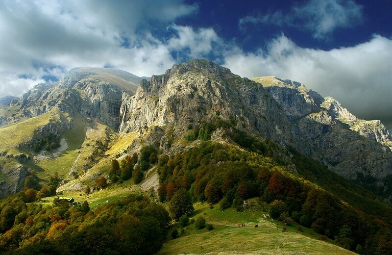 Mountain with Waterfall