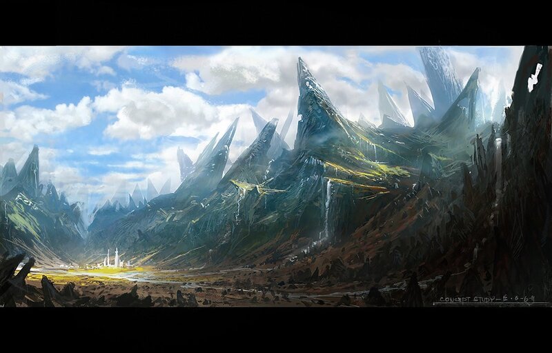mountainous alien landscape