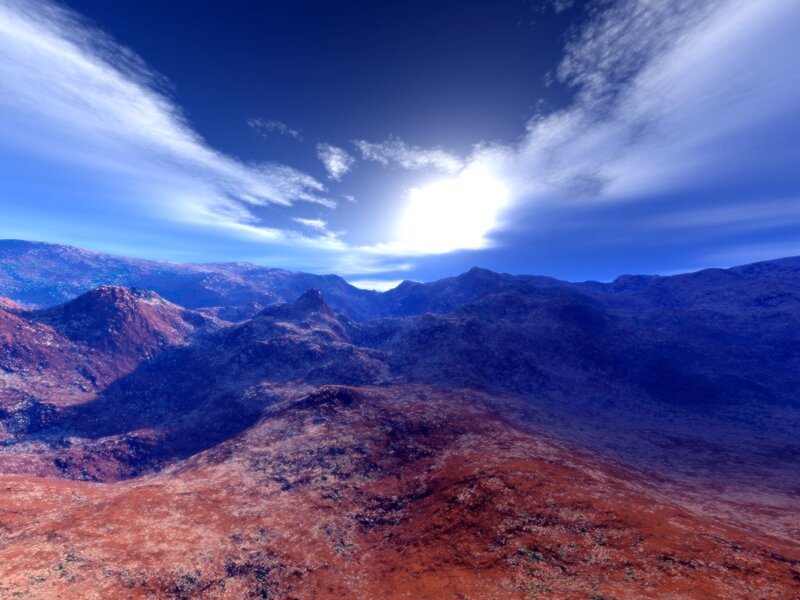 Mountainous Alien Landscape — Blue