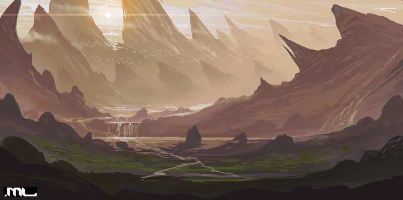 Mountainous Alien Landscape — Brown
