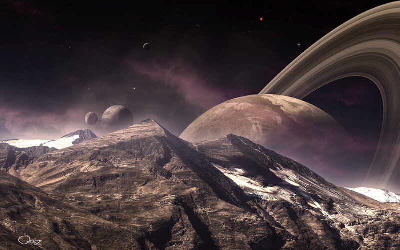 Mountainous Alien Landscape — Purple
