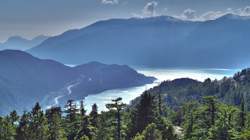 Mountainous Bay Landscape — Blue, Serene, Afternoon