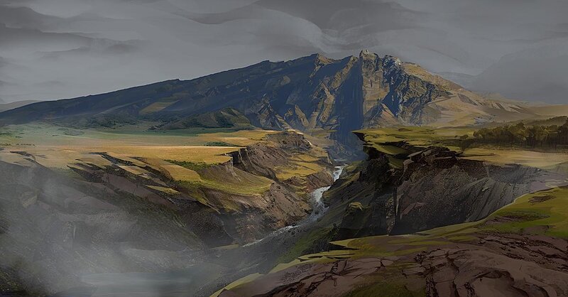 Mountainous Canyon Landscape — Brown, Dramatic