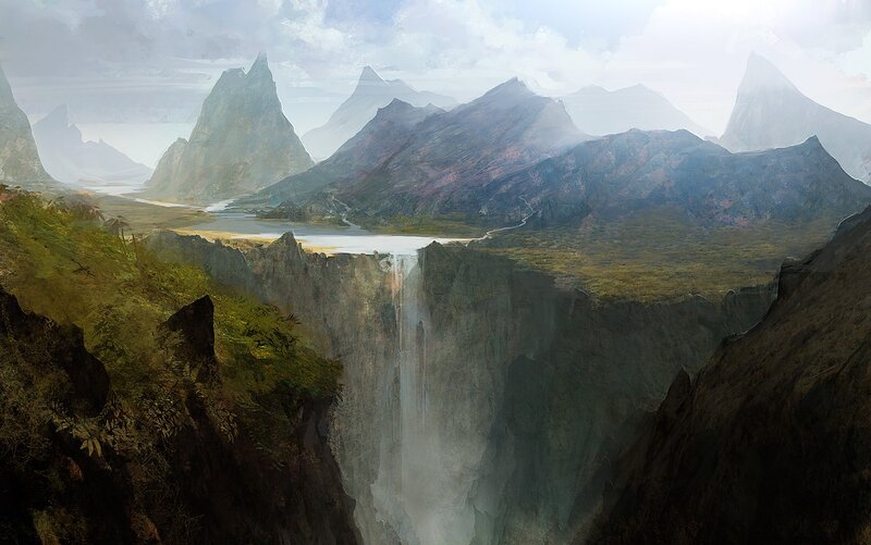 Mountainous Canyon Landscape — Green