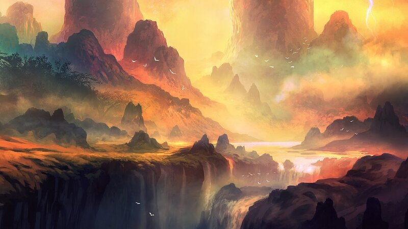 Mountainous Canyon Landscape — Orange