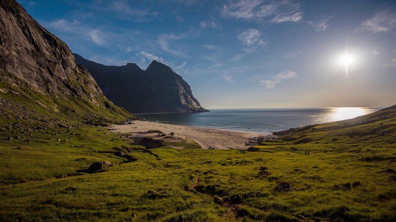 Mountainous Coastal Bay — Green, Serene