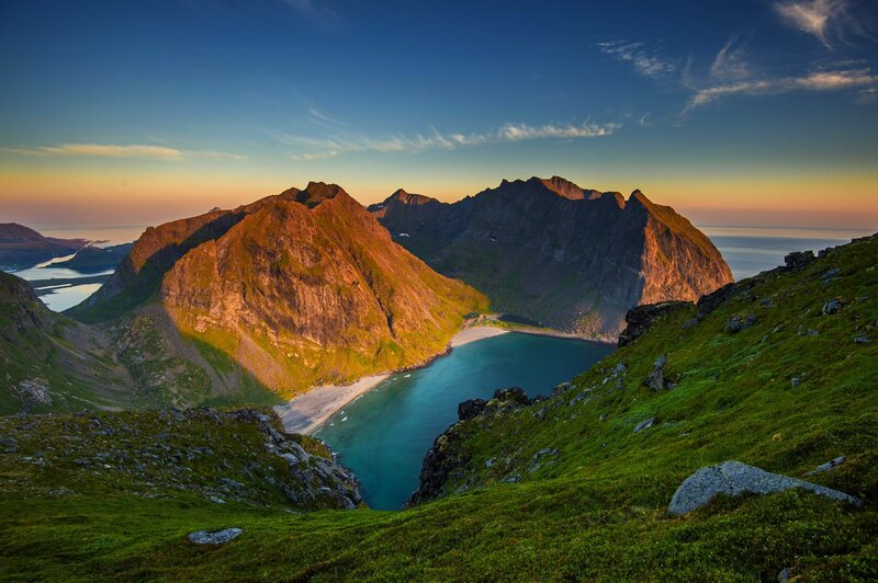 Mountainous Coastal Bay — Green