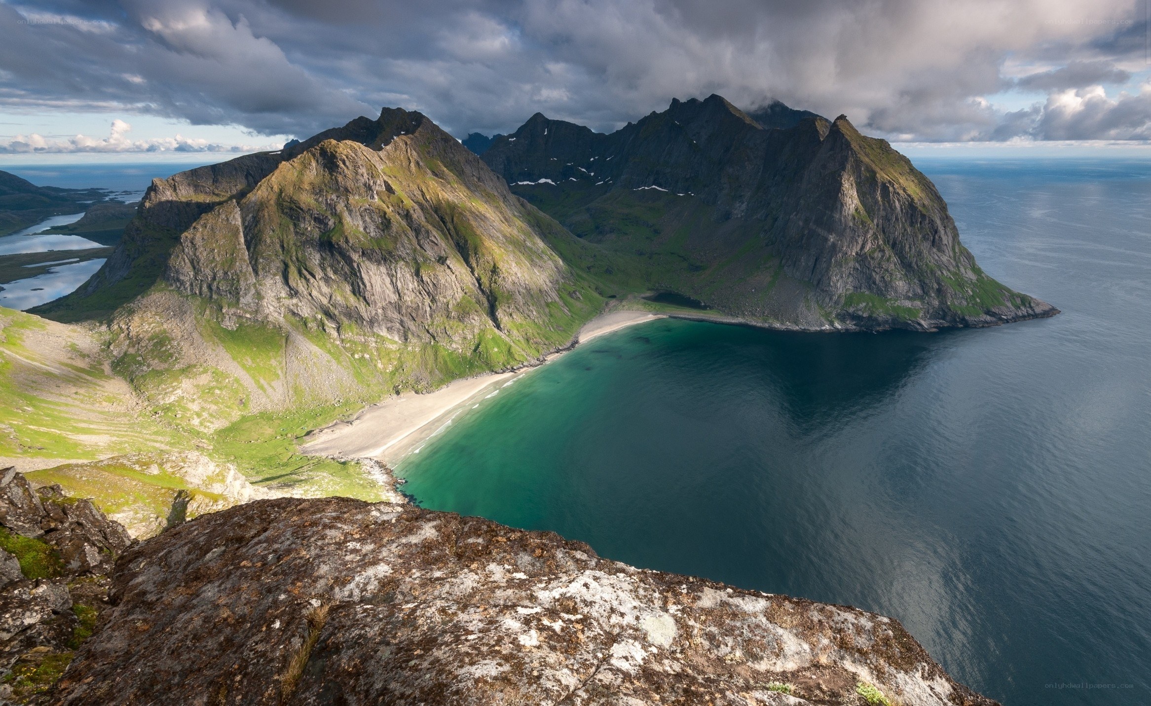 Mountainous coastal bay landscape