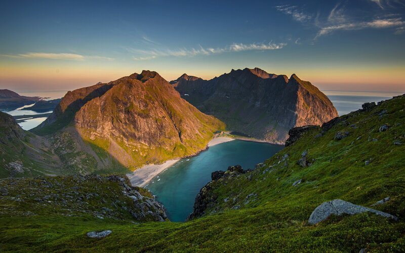 Mountainous Coastal Inlet — Green