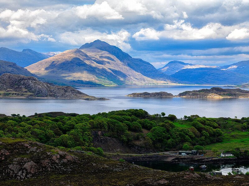 Mountainous Coastal Landscape — Blue, Serene, Afternoon