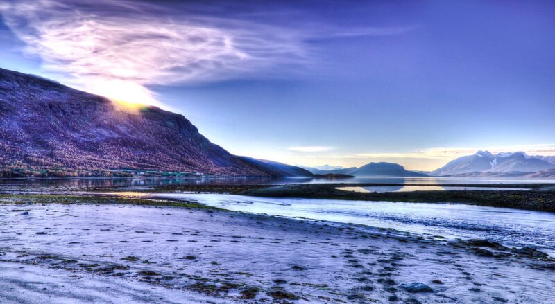 Mountainous Coastal Landscape — Blue, Serene