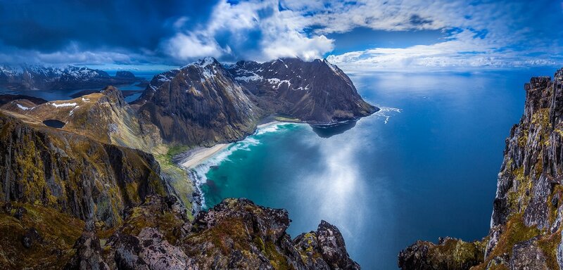 Mountainous Coastline — Blue, Dramatic, Afternoon, Photograph, Mountains