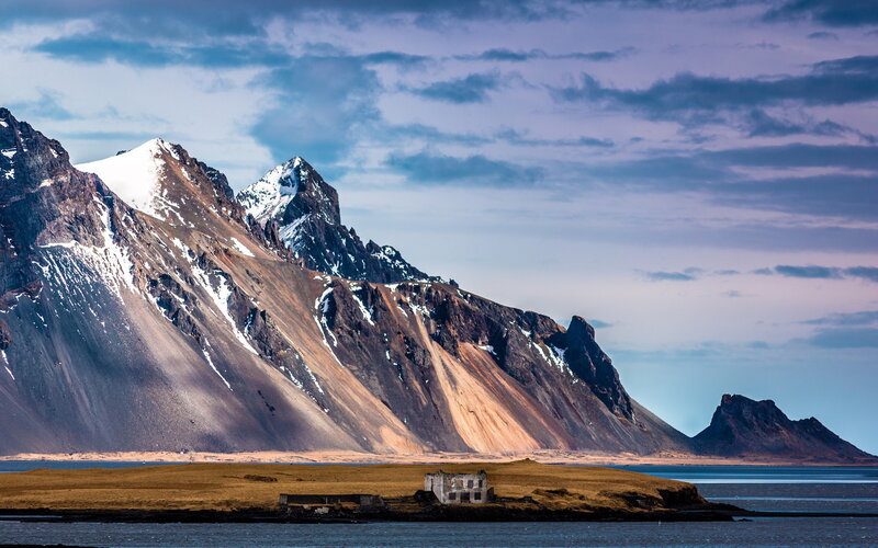 Mountainous Coastline — Blue, Dramatic, Sunset, Photograph