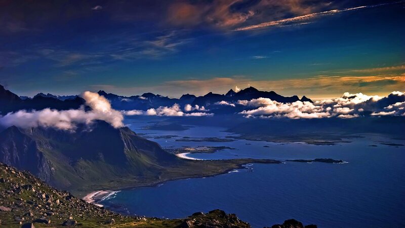 Mountainous Coastline — Blue, Dramatic