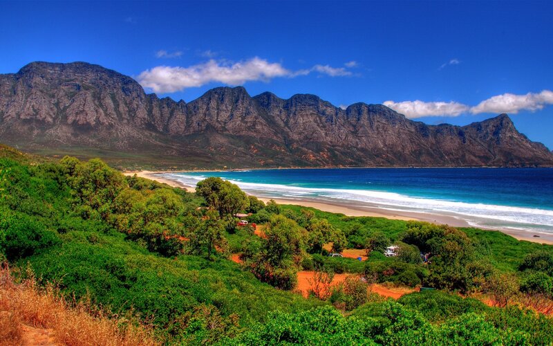 Mountainous Coastline — Blue, Serene, Afternoon, Photograph, Beach, Ocean