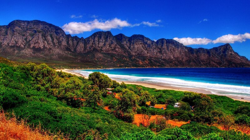 Mountainous Coastline — Blue, Serene