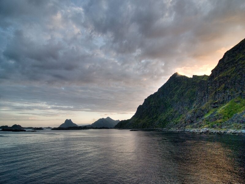 Mountainous Coastline — Gray
