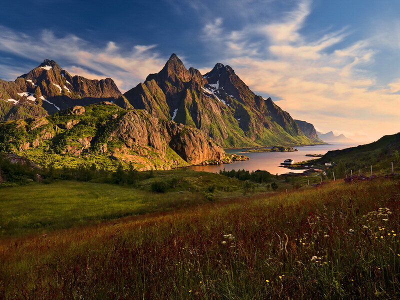 Mountainous Coastline — Green, Serene