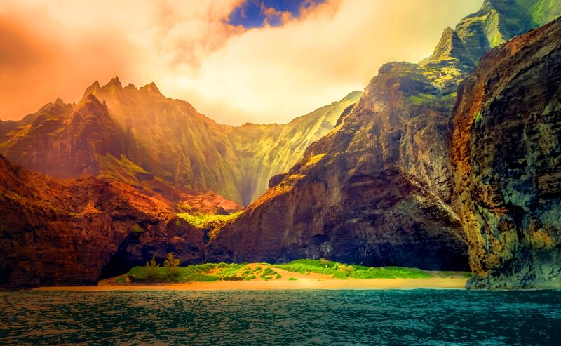 Mountainous Coastline — Orange