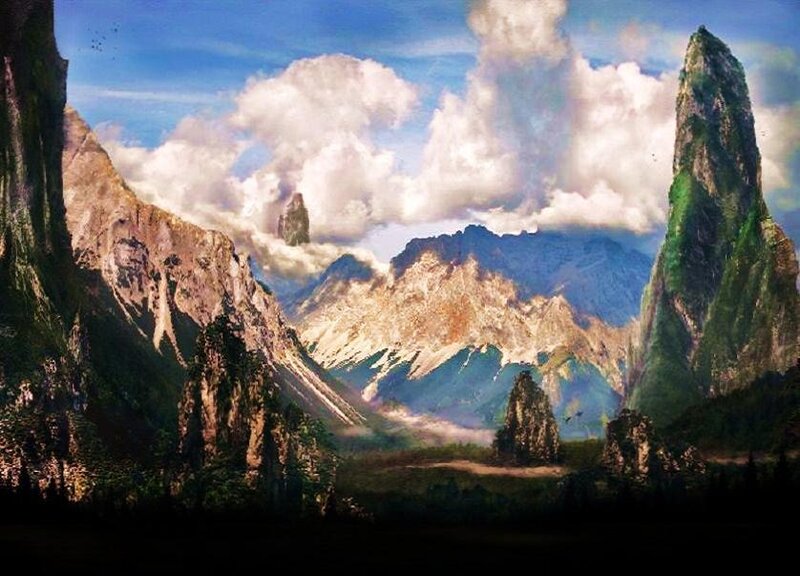 Mountainous fantasy landscape