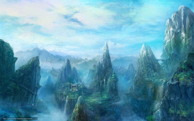 Mountainous Fantasy Landscape — Blue