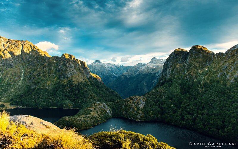 Mountainous Fjord Landscape — Blue, Dramatic, Sunset, Photograph