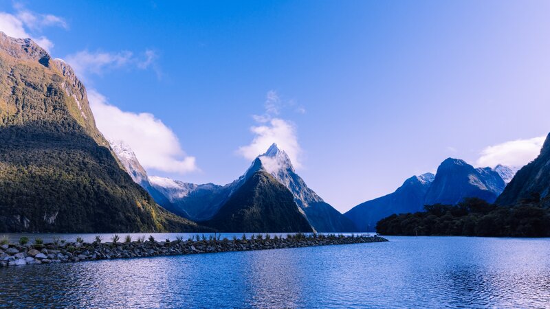 Mountainous Fjord Landscape — Blue, Serene, Afternoon, Photograph, Mountains, Lake, Sky