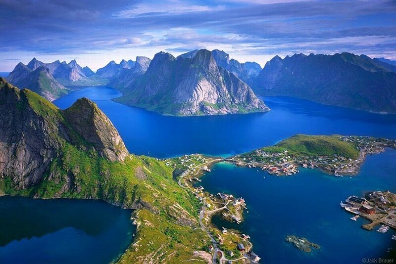 Mountainous Fjord Landscape — Blue, Serene