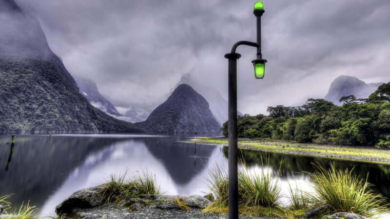 Mountainous Fjord Landscape — Green, Dramatic, Photograph