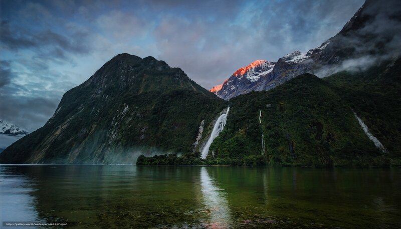 Mountainous Fjord Landscape — Green, Dramatic, Sunset, Photograph, Mountains