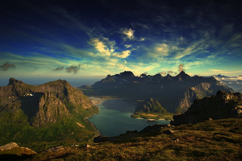 Mountainous Fjord Landscape — Sunset