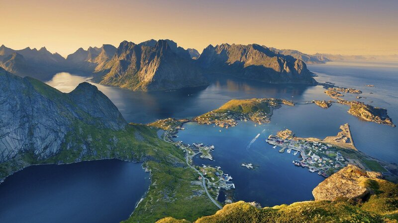 Mountainous Fjord Village