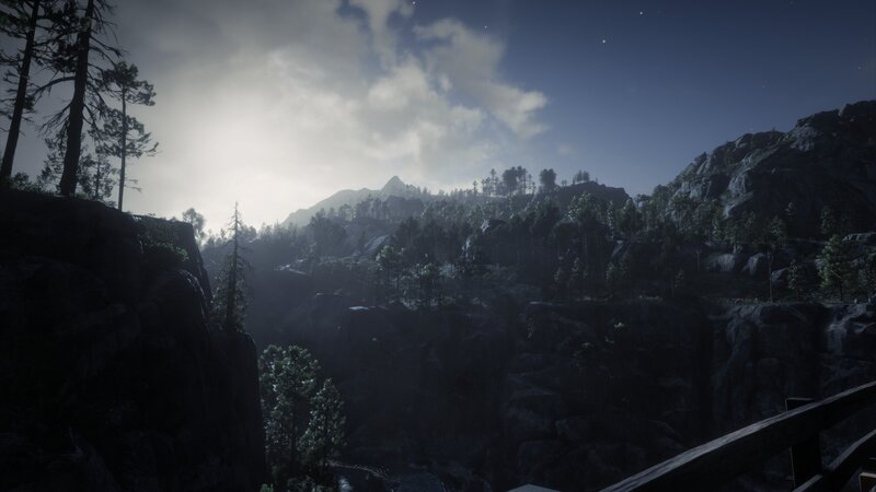 Mountainous Forest Landscape — Dark Blue