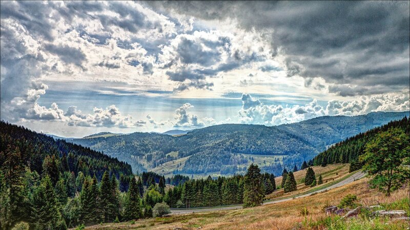 Mountainous Forest Landscape — Green, Dramatic, Afternoon