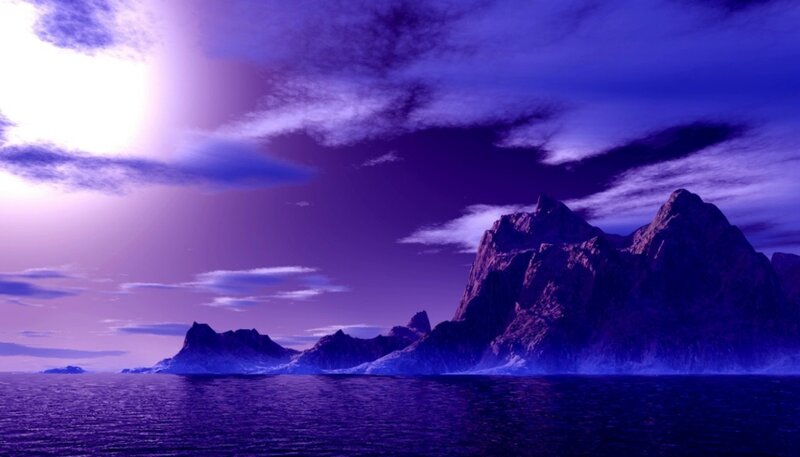 Mountainous Islands at Sea — Purple