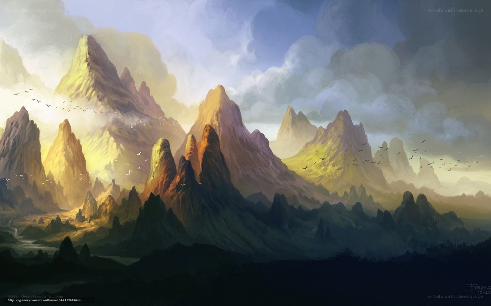 Mountainous landscape at dawn
