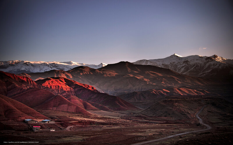 Mountainous Landscape at Dusk — Red